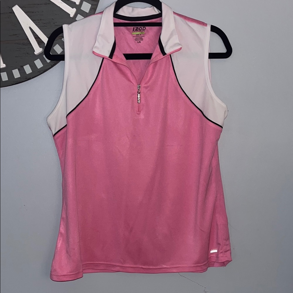 IZOD cool-fx pink sleeveless sport shirt size large